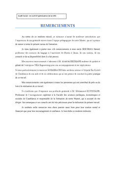 Audit social : Outil d'optimisation de la GRH Cas de CHU IBN ROCH