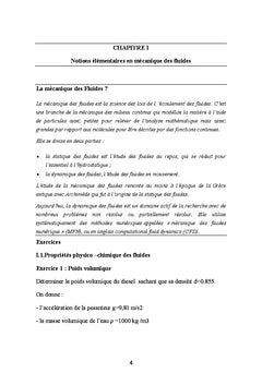 Exercices d'entrainement en Mecanique des Fluides