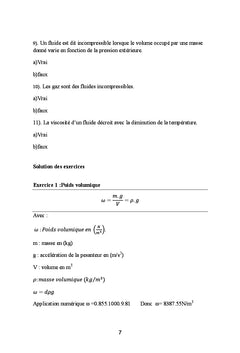 Exercices d'entrainement en Mecanique des Fluides
