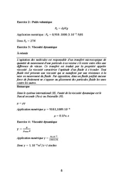 Exercices d'entrainement en Mecanique des Fluides