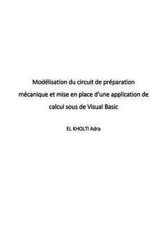 Modélisation du circuit de préparation mécanique par Visual Basic