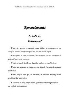 Modélisation du circuit de préparation mécanique par Visual Basic
