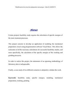 Modélisation du circuit de préparation mécanique par Visual Basic