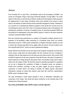 Etude de Préfaisabilité pour l'élaboration des projets REDD+ au Congo