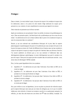 La peur, la prise de risque et les conduites à risques