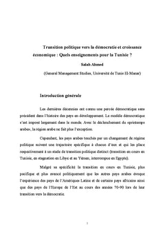Transition politique vers la democratie et croissance economique
