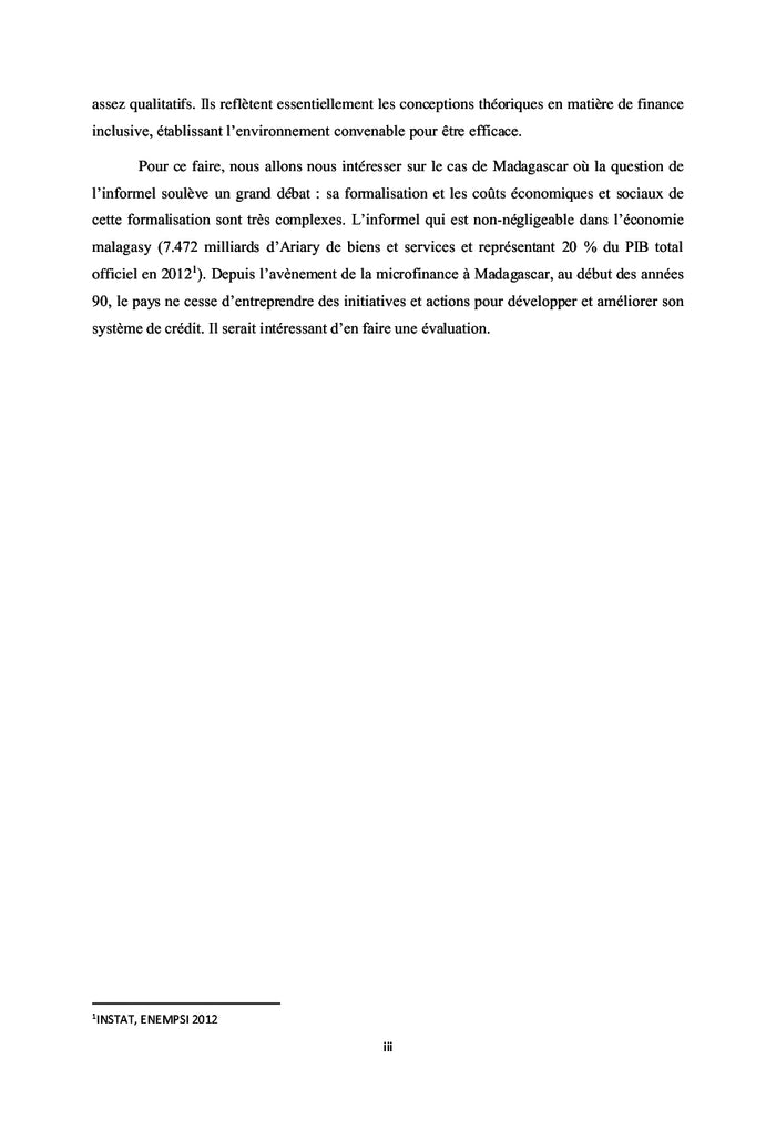 Inclusion financiere et secteur informel