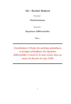 Contribution A l'etude des solutions periodiques dans l'espace UMD