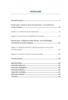 Controle de gestion et mesure de la performance