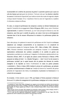 Controle de gestion et mesure de la performance