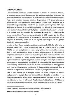 Conservation de la biodiversité et développement socioéconomique local