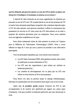 L'Intelligence economique au sein des eTI
