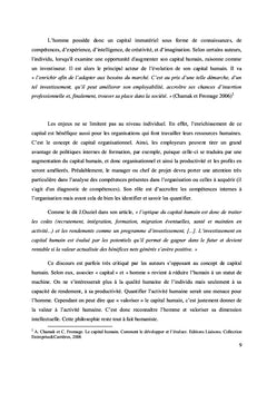Le capital humain dans les projets de développement