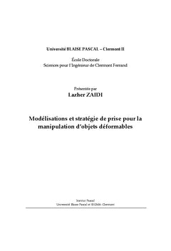 Strategie de prise pour la manipulation d'objets deformables