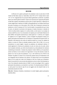 Evaluation de la gestion participative des plantations forestieres