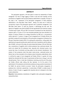 Evaluation de la gestion participative des plantations forestieres