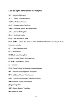 Paramètres biochimiques du cheval de traction et de sport au Sénégal