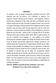 Etude comportementale et reseau social chez Lemur catta