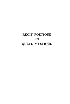 Recit poetique et quete mystique