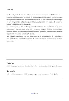 Elements d'analyse de l'impact des NTIC sur la demande d'électricité