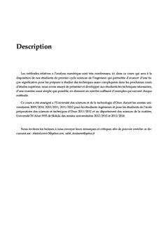 Methodes d'Analyse Numerique