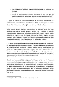 Problematique du cofinancement des projets
