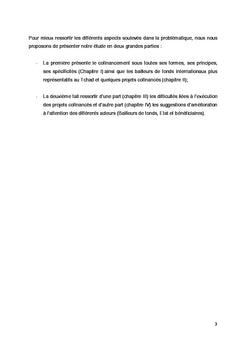 Problematique du cofinancement des projets