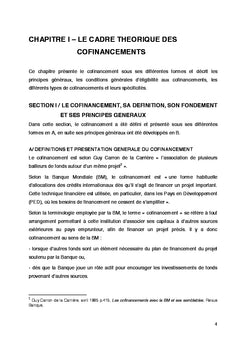 Problematique du cofinancement des projets