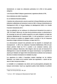 Problematique du cofinancement des projets