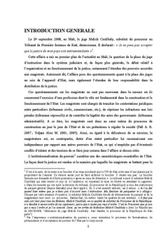 La profession de magistrat au Mali