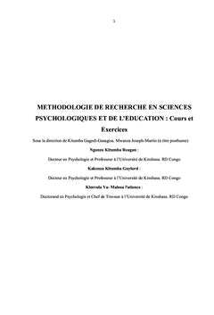 Méthodologie de recherche en Sciences Psychologiques et de l'Education