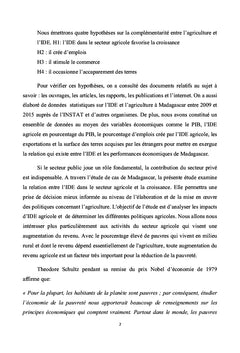L'incidence de l'IDe en agriculture sur l'economie malagasy