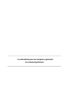Déterminants pour une entreprise à sponsoriser un événement sportif