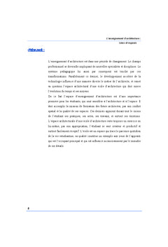 L'enseignement d'architecture: Lieux et espaces