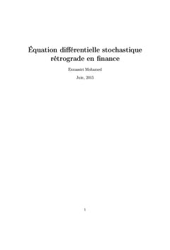 Equation differentielle stochastique retrograde en finance