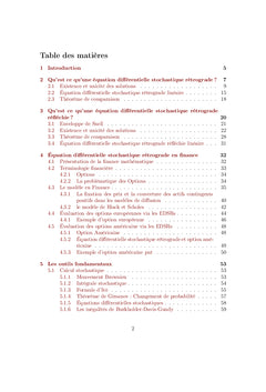 Equation differentielle stochastique retrograde en finance