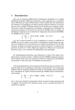 Equation differentielle stochastique retrograde en finance