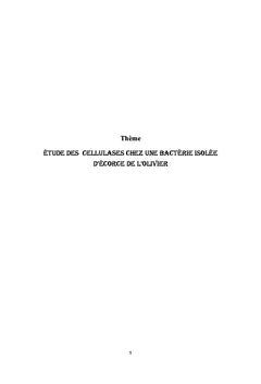 Etude des cellulases chez une bacterie isolee d'ecorce de l'olivier