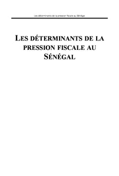 Les déterminants de la pression fiscale au Sénégal
