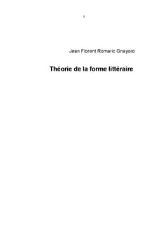 Theorie de la forme litteraire