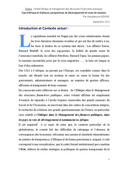 Charte ethique et management des structures financieres publiques