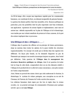 Charte ethique et management des structures financieres publiques