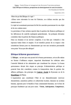 Charte ethique et management des structures financieres publiques