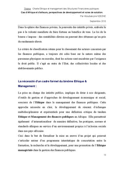 Charte ethique et management des structures financieres publiques