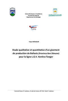 Etude geotechnique et d'impact sur gisement de production de Ballast