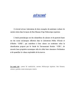 Etude geotechnique et d'impact sur gisement de production de Ballast