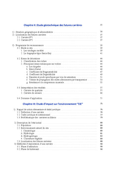 Etude geotechnique et d'impact sur gisement de production de Ballast