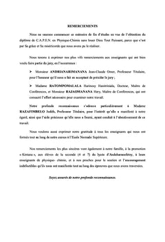Representation des eleves sur le bilan de matiere en chimie