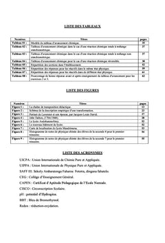 Representation des eleves sur le bilan de matiere en chimie
