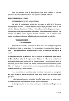 Representation des eleves sur le bilan de matiere en chimie